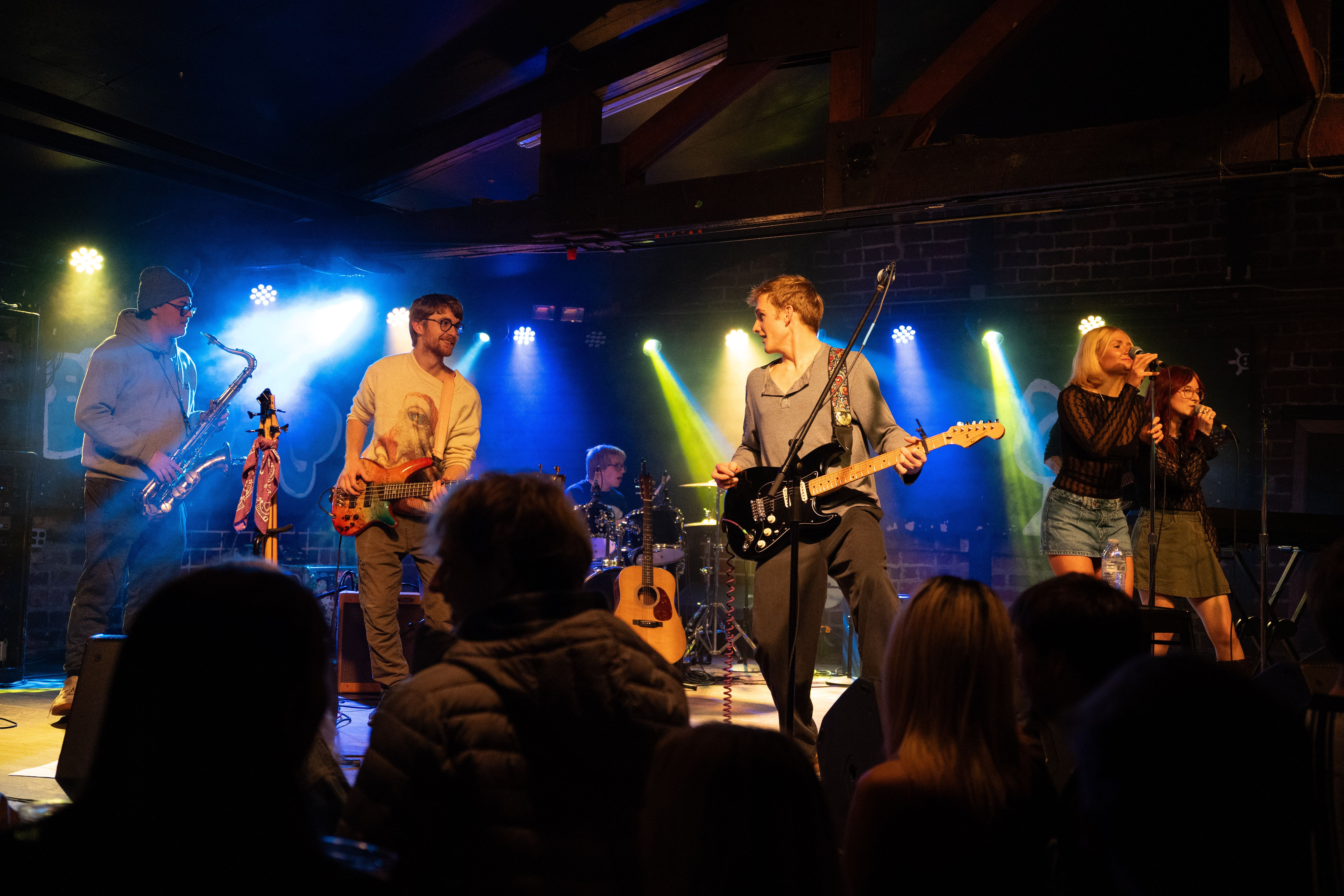 Band playing on stage.